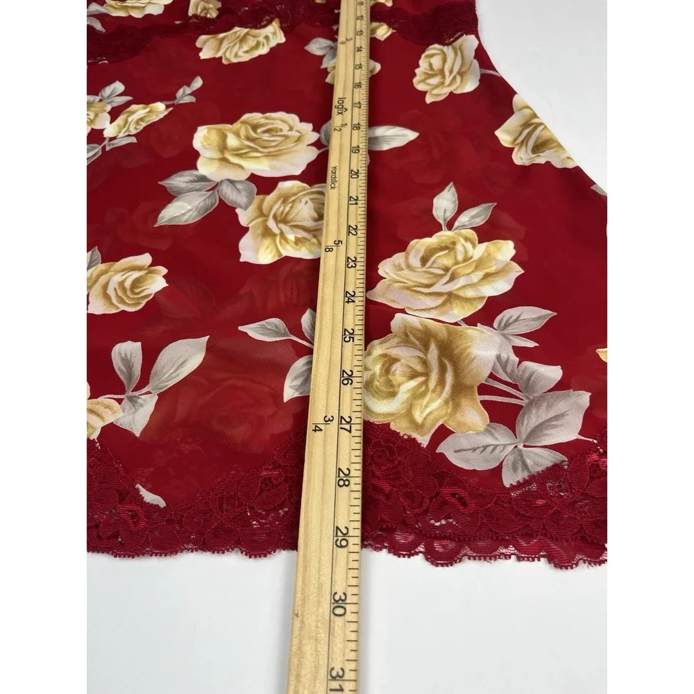 Vintage 90s‎ Victoria's Secret Red Floral Print Chemise Nightgown Sz S